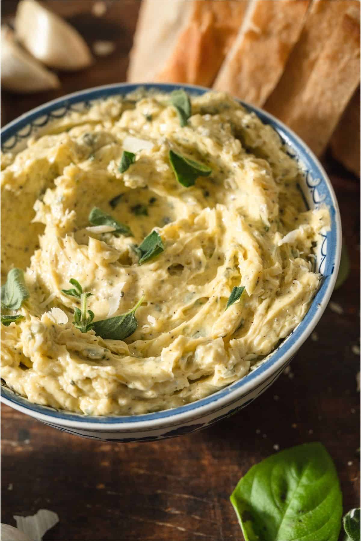 A bowl of fluffy Garlic Butter.