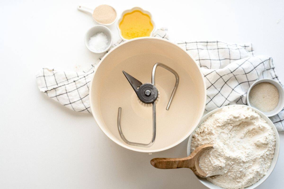Ingredients needed to make Homemade Bread Bowls.
