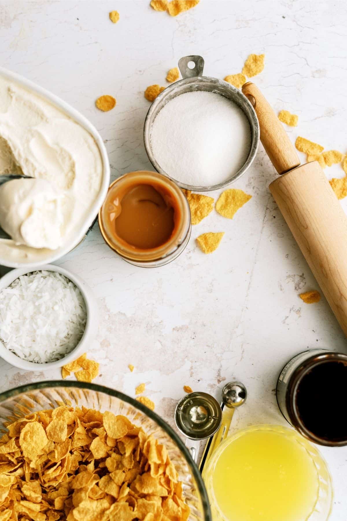 Ingredients needed for Fried Ice Cream (without the frying)